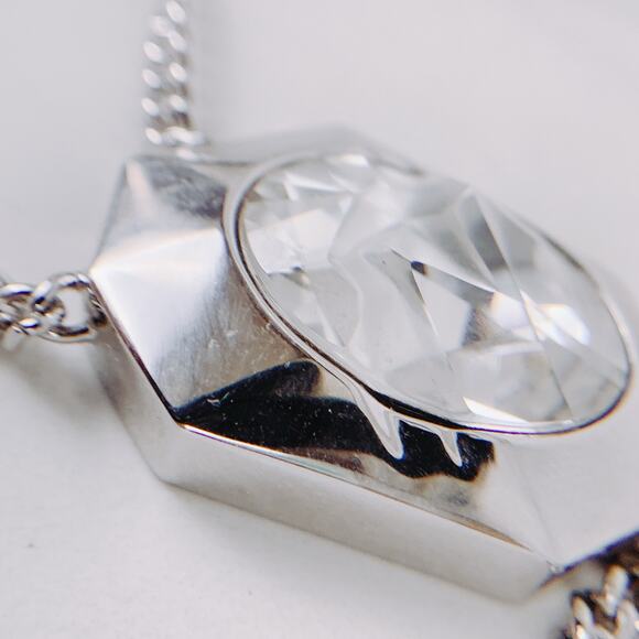 Atelier Swarovski Jean Paul Gaultier Crystal Pendant Necklace Silver Tone Modern - Picture 9 of 15